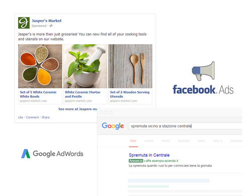 Campagne Google Adwords e Facebook Ads